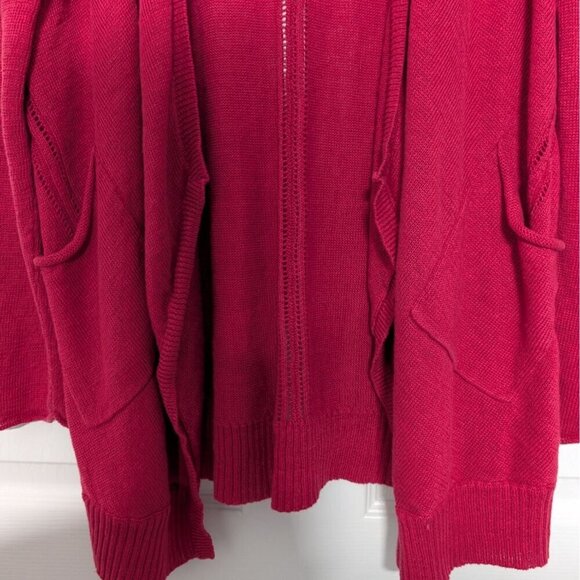 Eileen Fisher 100% Linen Cardigan Womens Size Large Pink Draped Open Front - Picture 3 of 12